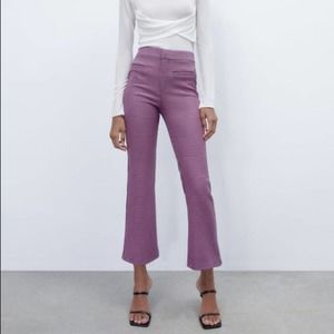 NWT ZARA HOUNDSTOOTH MINI FLARE HIGH-WAIST PANTS SIZE XS